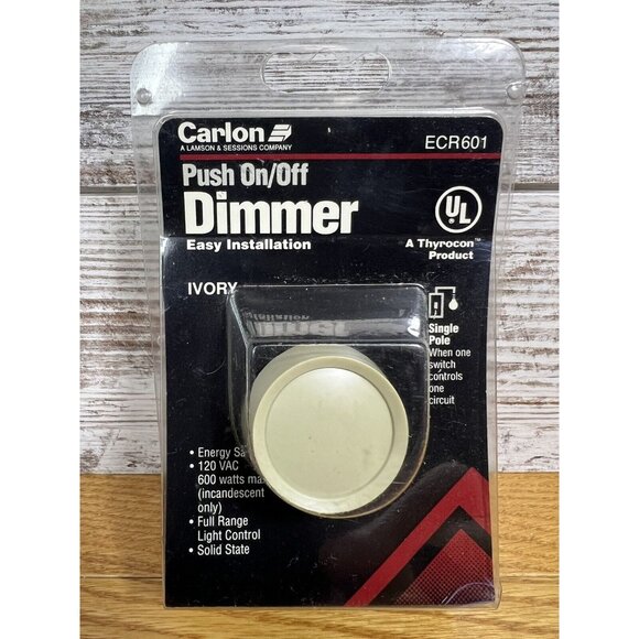 Carlon Push On/Off Dimmer ECR601 Ivory Color NEW OLD STOCK - Picture 1 of 5